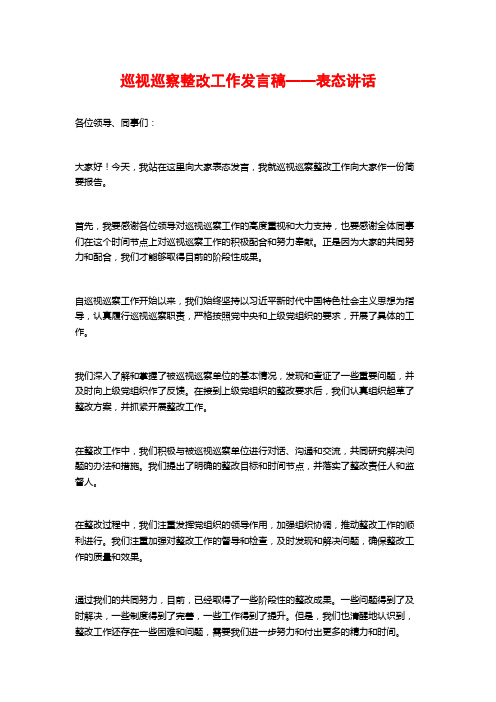 巡视巡察整改工作发言稿——表态讲话
