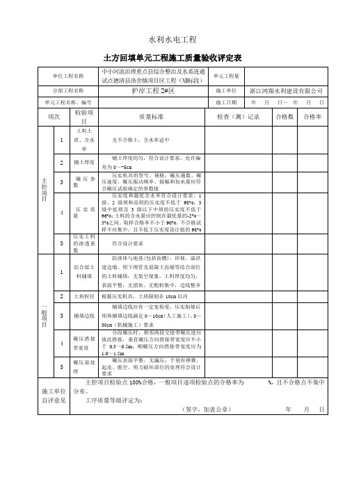 01-1土方回填单元工程质量验收评定表