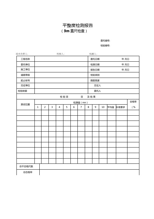 平整度检测报告(3m直尺法)