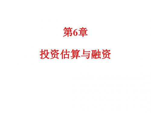 工程经济学第06章 投资估算与融资