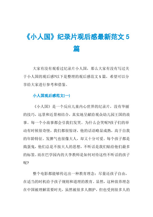 《小人国》纪录片观后感最新范文5篇