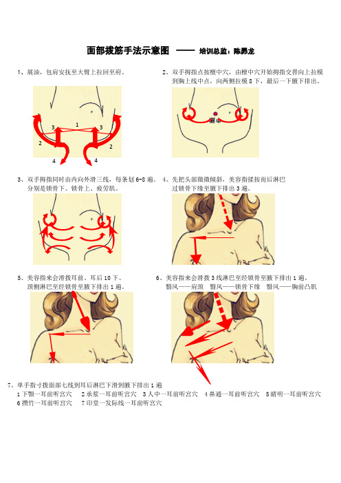 面部拨筋手法示意图