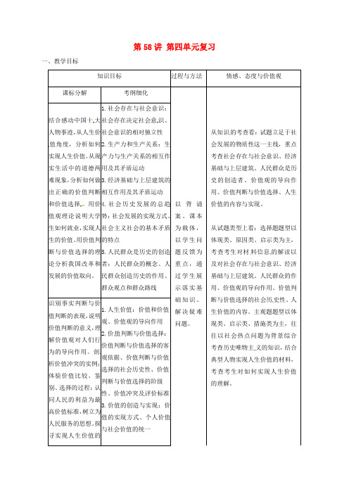 高考政治一轮复习第58讲第四单元认识社会与价值选择复习教案新人教版必修4
