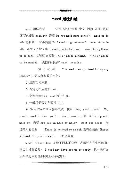 need用法归纳