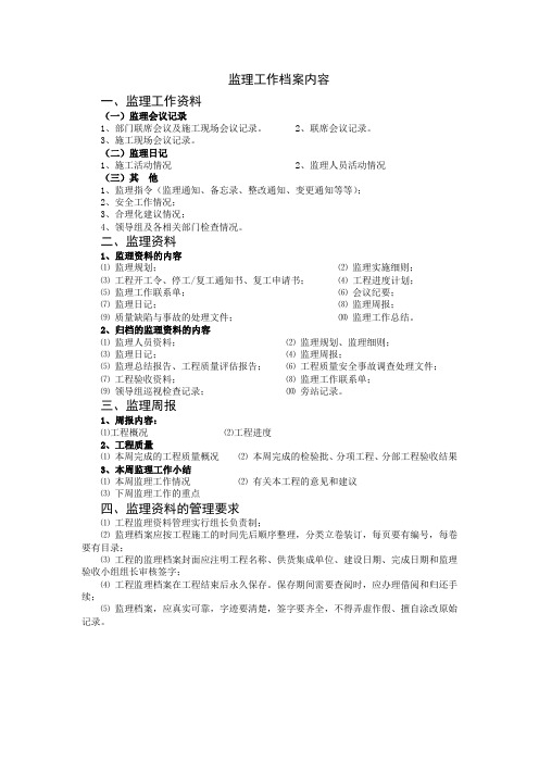监理工作档案内容