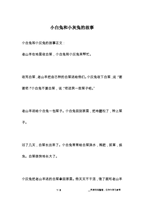 小白兔和小灰兔的故事