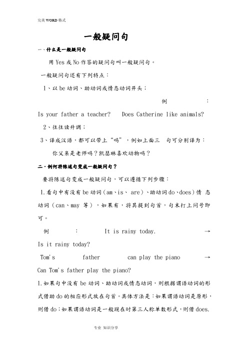 陈述句变一般疑问句讲解练习和答案解析