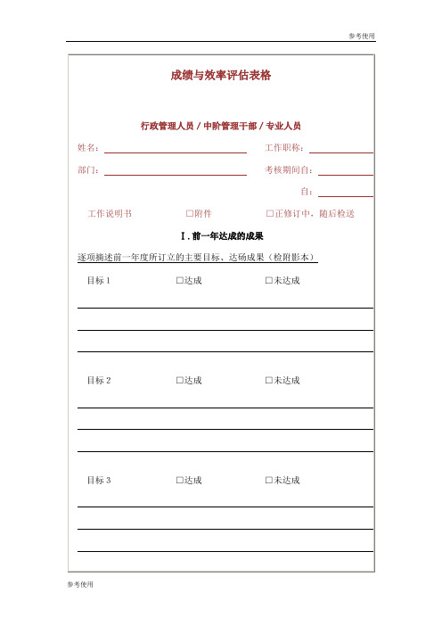 成绩与效率评估表格