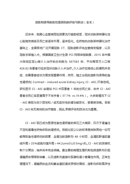 造影剂诱导的急性肾损伤的评估与防治(全文)