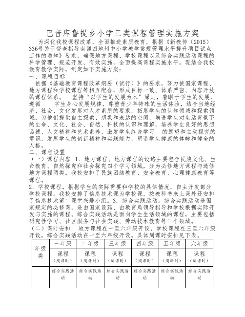 三类课程管理实施方案