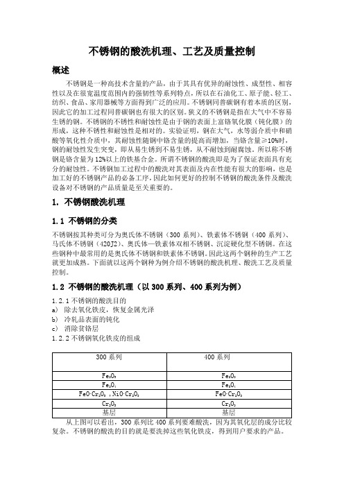 不锈钢的酸洗机理、工艺及质量控制