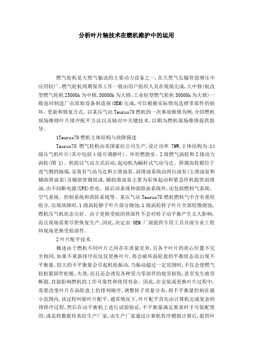 分析叶片轴技术在燃机维护中的运用