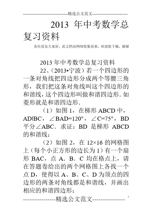 2013年中考数学总复习资料