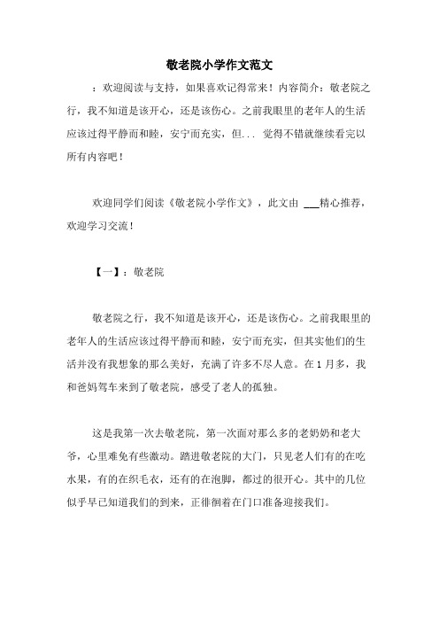 2020年敬老院小学作文范文
