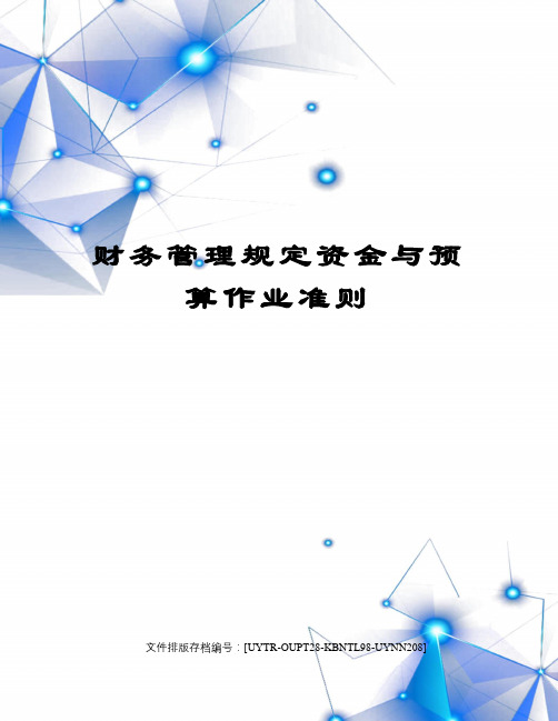 财务管理规定资金与预算作业准则