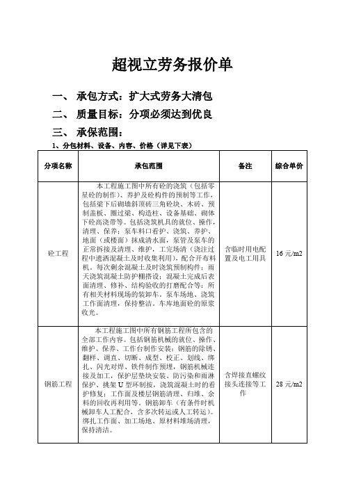 超视立劳务报价单