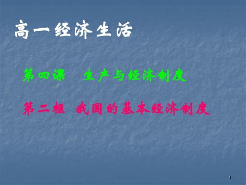 高一政治我国的基本经济制度ppt课件
