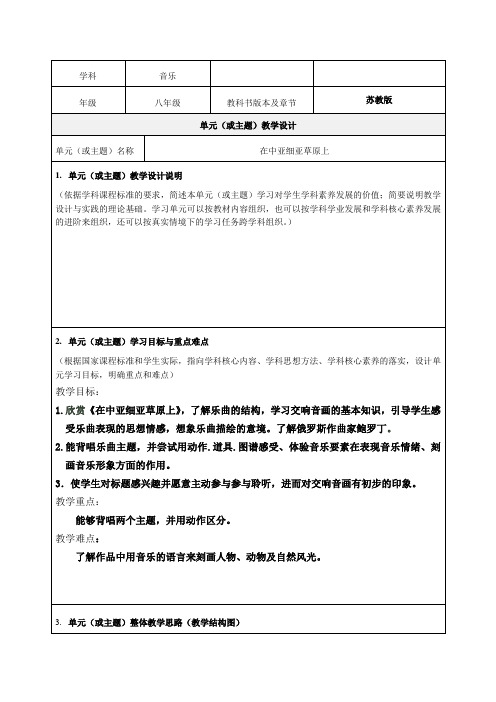 音乐《在中亚细亚草原上》》精品教学设计-优质教案(推荐)