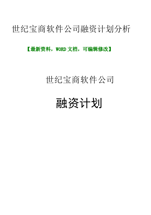 世纪宝商软件公司融资计划分析6p
