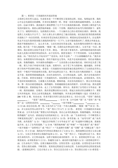 希望是一只美丽的风车阅读答案