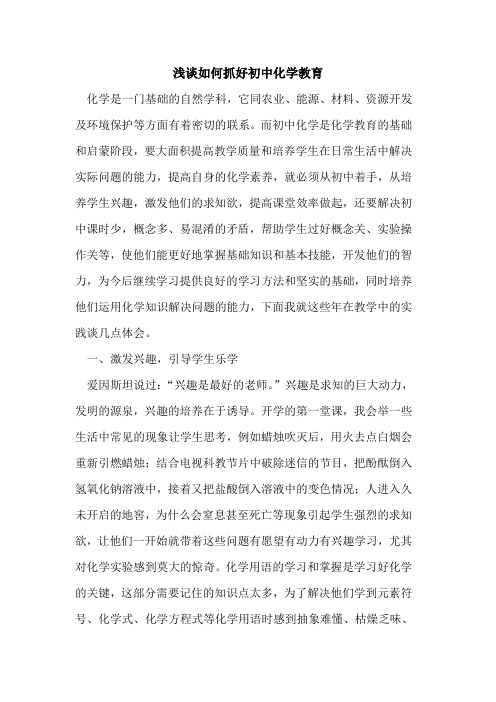 如何抓好初中化学教育