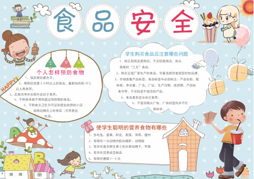 (最新)小学生手抄报食品安全小报WORD版(可直接打印)