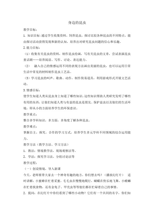 四年级综合实践教案-身边的昆虫 全国通用