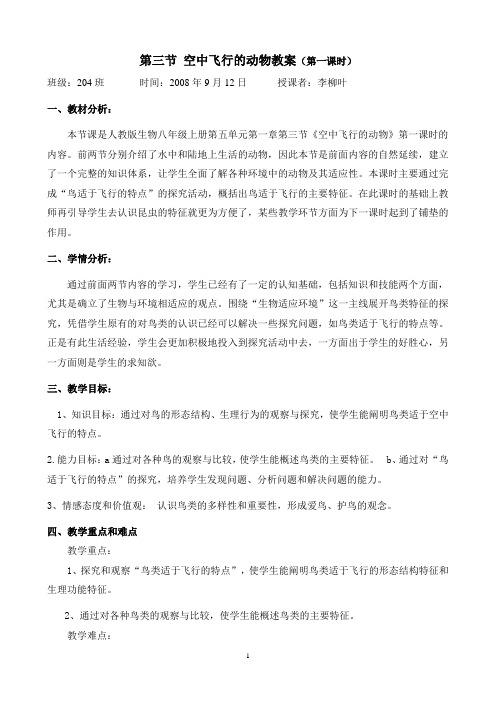 空中飞行的动物教案