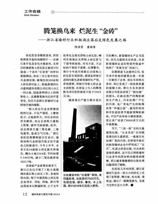 腾笼换鸟来 烂泥生“金砖”——浙江省墙材行业积极淘汰落后走绿