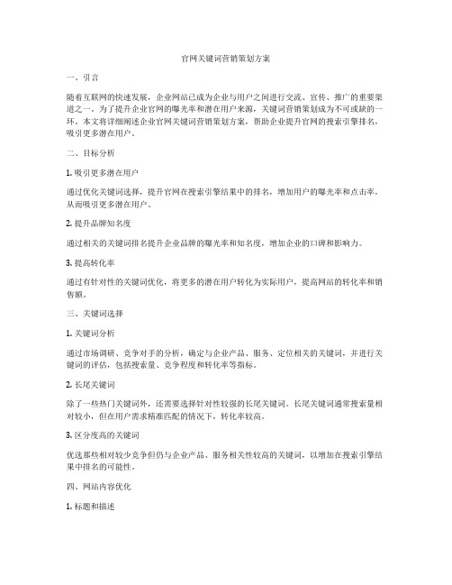 官网关键词营销策划方案