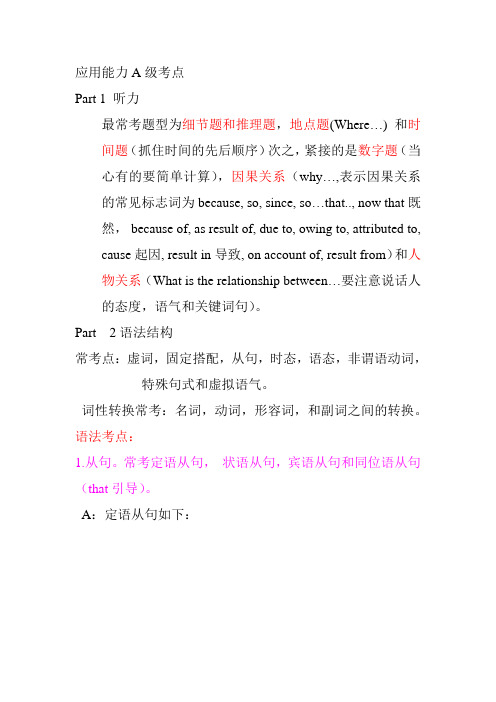 应用能力A级考点