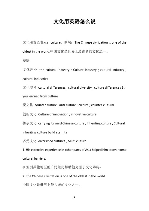 文化用英语怎么说
