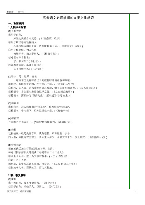 高考语文必须掌握的8类文化常识