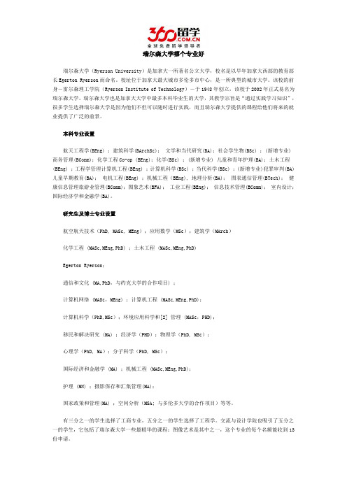 瑞尔森大学哪个专业好