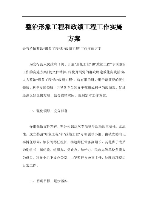 整治形象工程和政绩工程工作实施方案