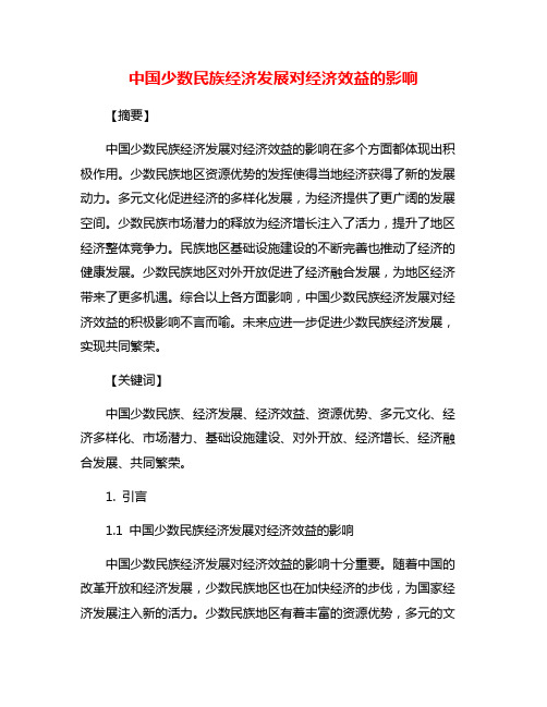 中国少数民族经济发展对经济效益的影响