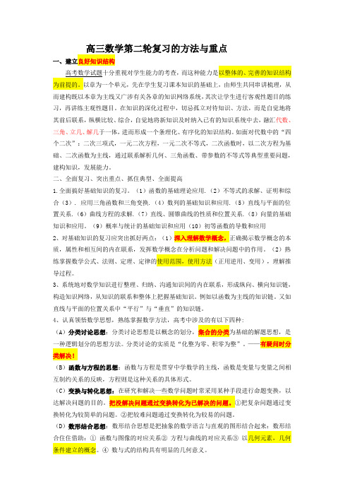 高三数学第二轮复习的方法与重点