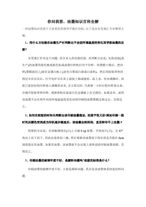 你问我答,油墨知识百科全解