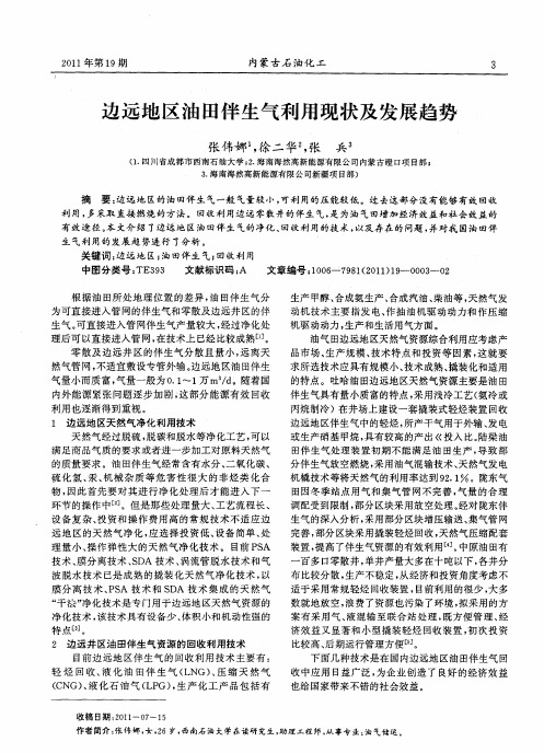 边远地区油田伴生气利用现状及发展趋势