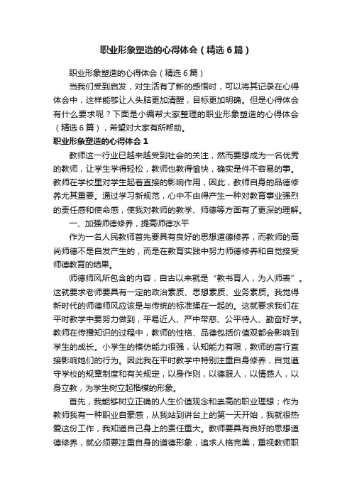 职业形象塑造的心得体会（精选6篇）