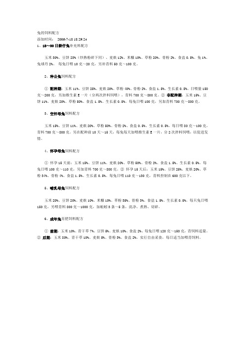 兔的饲料配方
