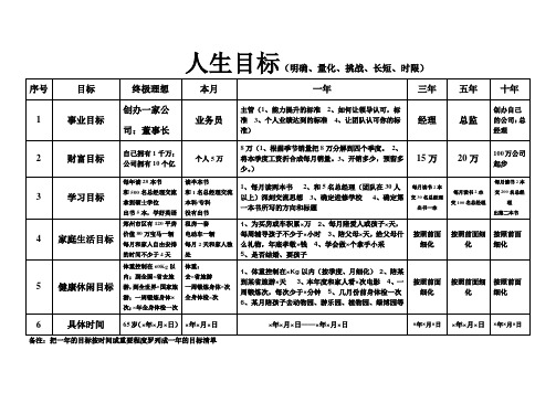 人生目标(参考案例)