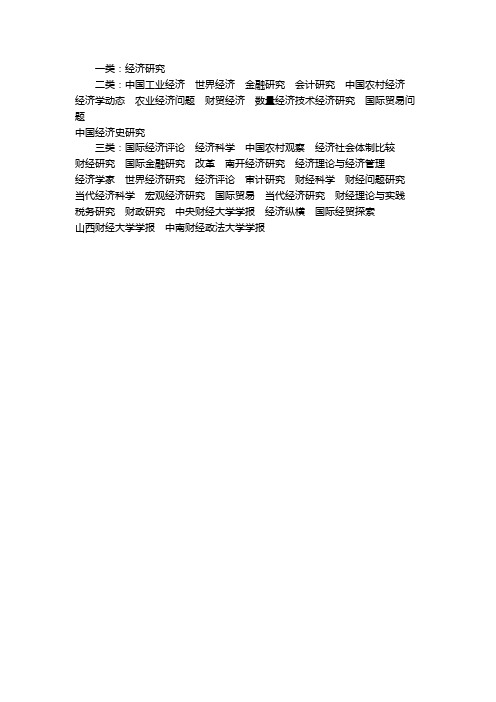 经济类核心期刊