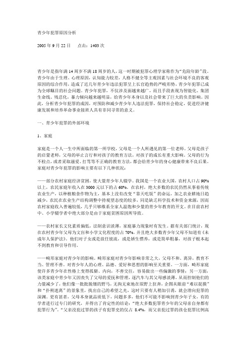 青少年犯罪原因分析