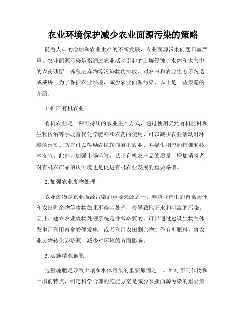 农业环境保护减少农业面源污染的策略