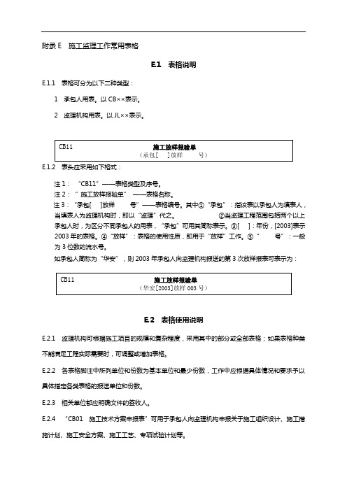 SL288_2014《水利工程施工的监理规范》(全套)表格