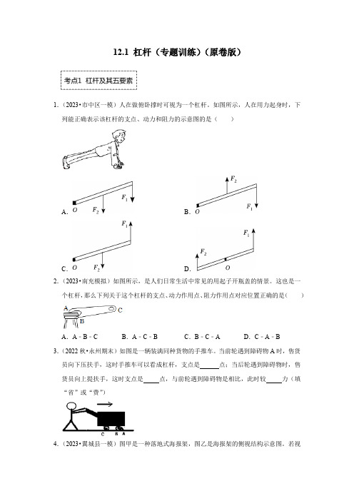 中考物理专题《杠杆》专题训练原题