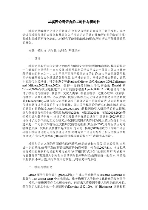 从模因论看语言的共时性与历时性
