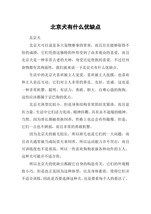 北京犬有什么优缺点