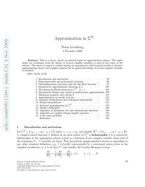 Approximation in C N Norm Levenberg